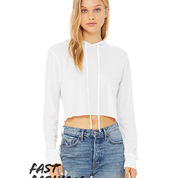 Ladies' Cropped Long Sleeve Hooded T-Shirt Thumbnail